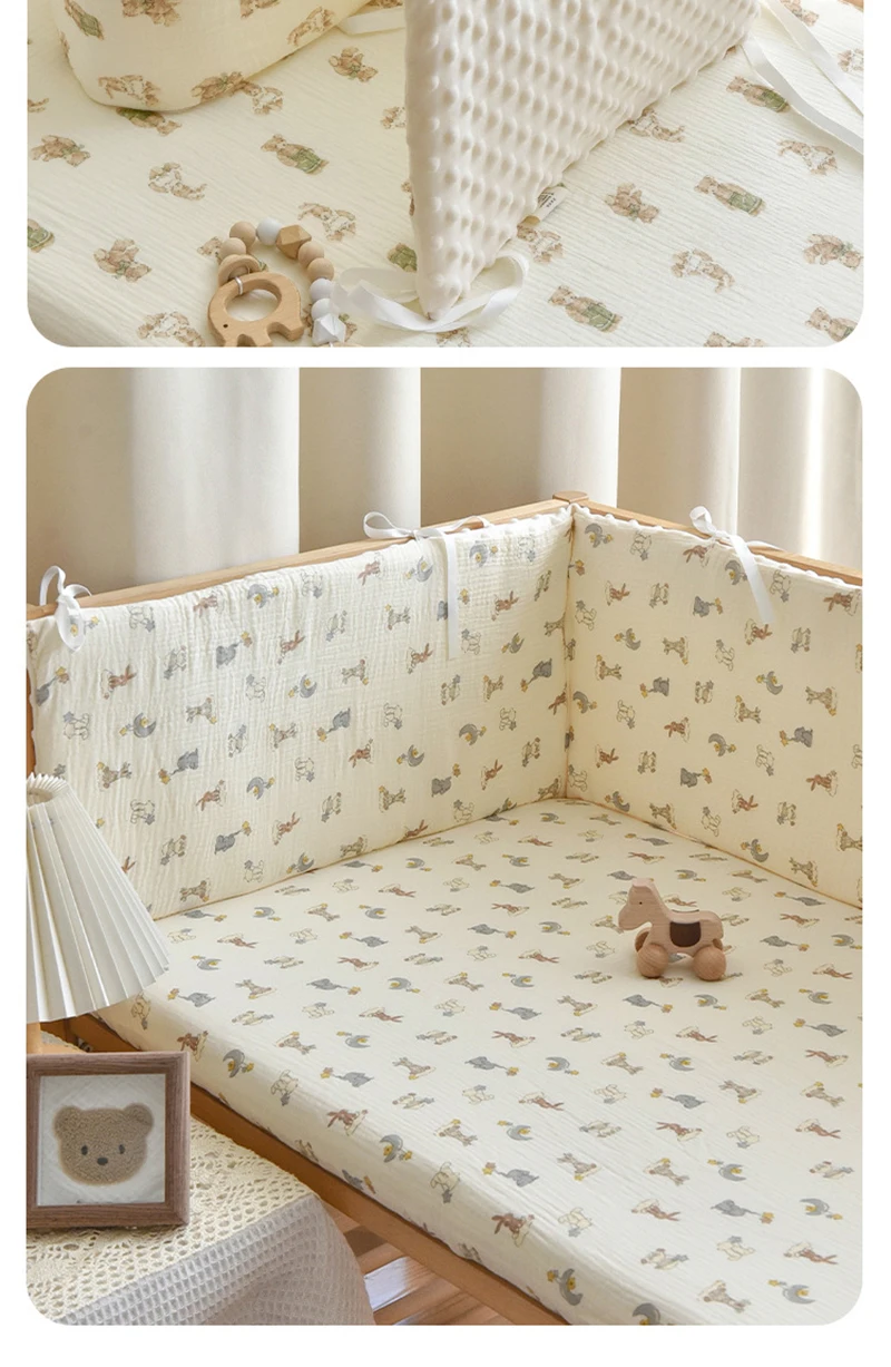 Thicken Baby Bed Bumper Guard Anti-Collision Crib Protector Soft Wrap Newborn Nursery Bedding Custom Size Available