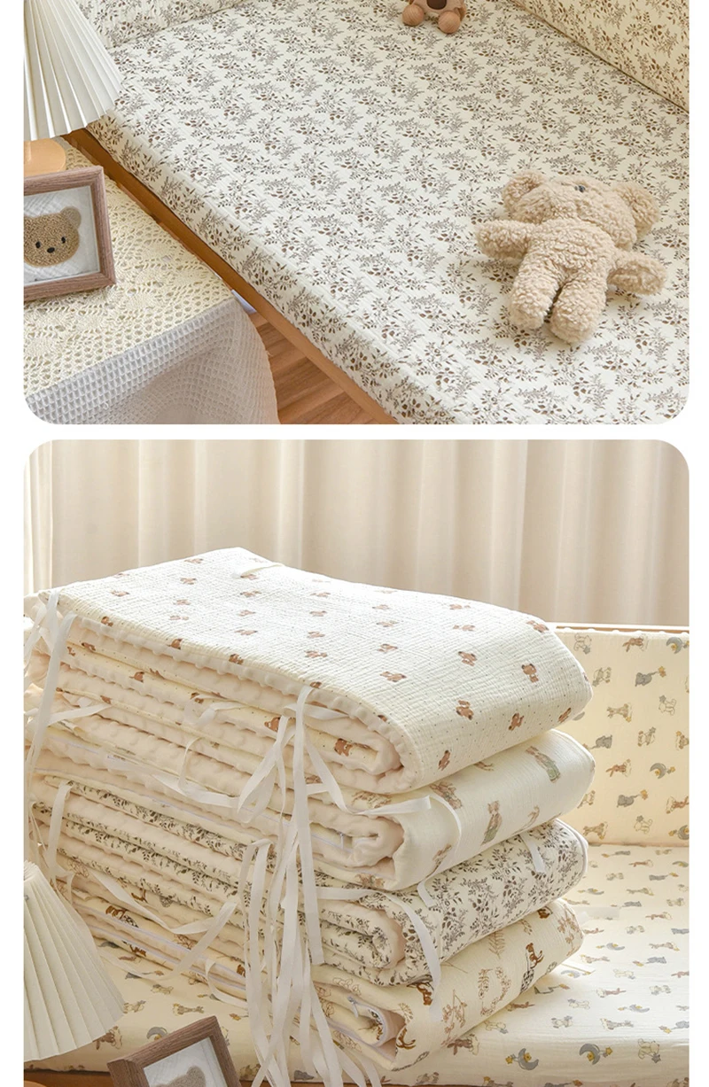 Thicken Baby Bed Bumper Guard Anti-Collision Crib Protector Soft Wrap Newborn Nursery Bedding Custom Size Available