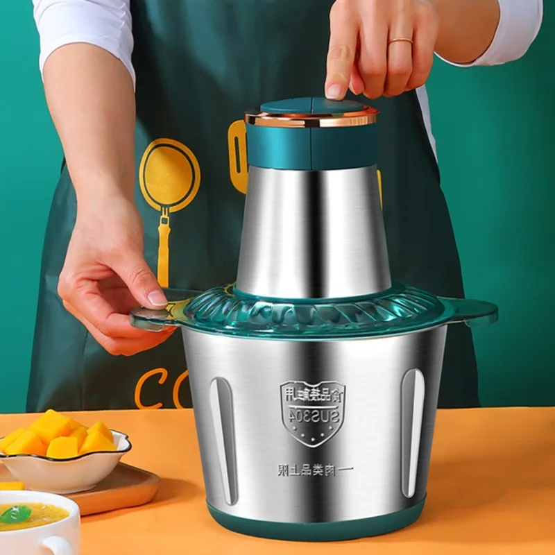 3L Electric Meat Grinder Food Processor Chopper Stainless Steel Kitchen light Machine Chopper Slicer Machine Home Grinder