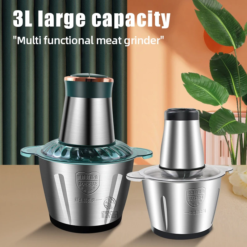 3L Electric Meat Grinder Food Processor Chopper Stainless Steel Kitchen light Machine Chopper Slicer Machine Home Grinder