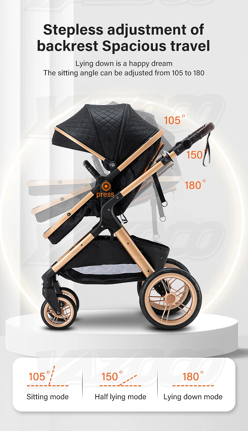 All-purpose Convertible 3 IN 1 Portable Foldable Baby Stroller Complete Travel System Matched With Qualified EU Standard Newborn Safety Seat, Stable Durable Frame Suitable For Infants And Toddlers With Free Worldwide Shipping