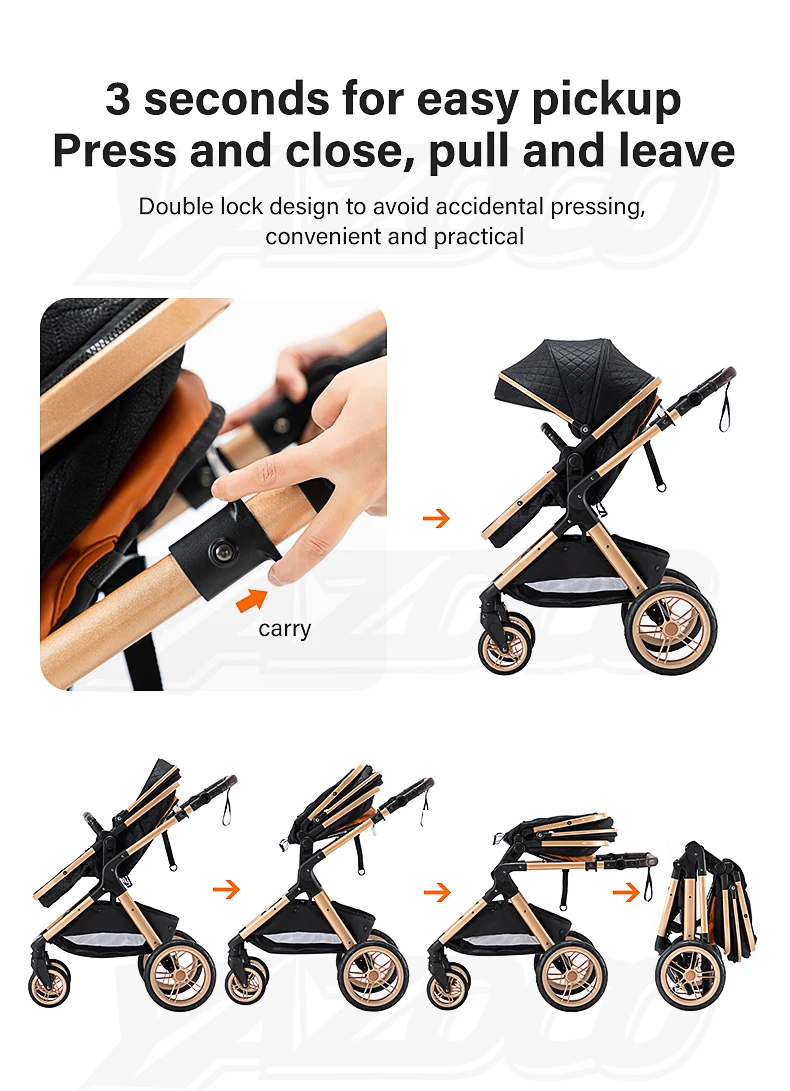 All-purpose Convertible 3 IN 1 Portable Foldable Baby Stroller Complete Travel System Matched With Qualified EU Standard Newborn Safety Seat, Stable Durable Frame Suitable For Infants And Toddlers With Free Worldwide Shipping