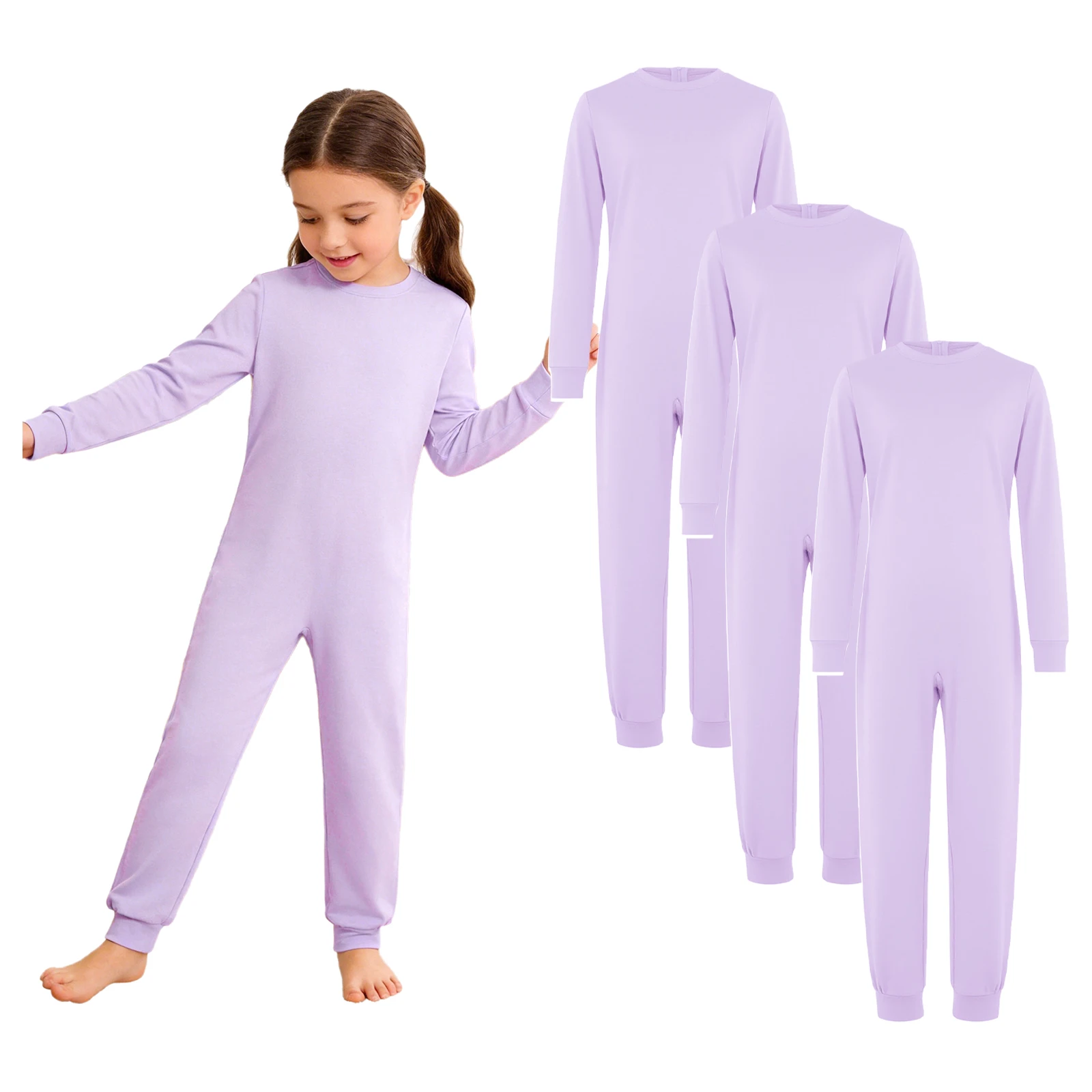 Kids Special Needs Adaptive Clothing 3Pcs /Set Long Sleeve Anti-strip Back Zipper Cotton Jumpsuit Daily Wear for Autism Patient