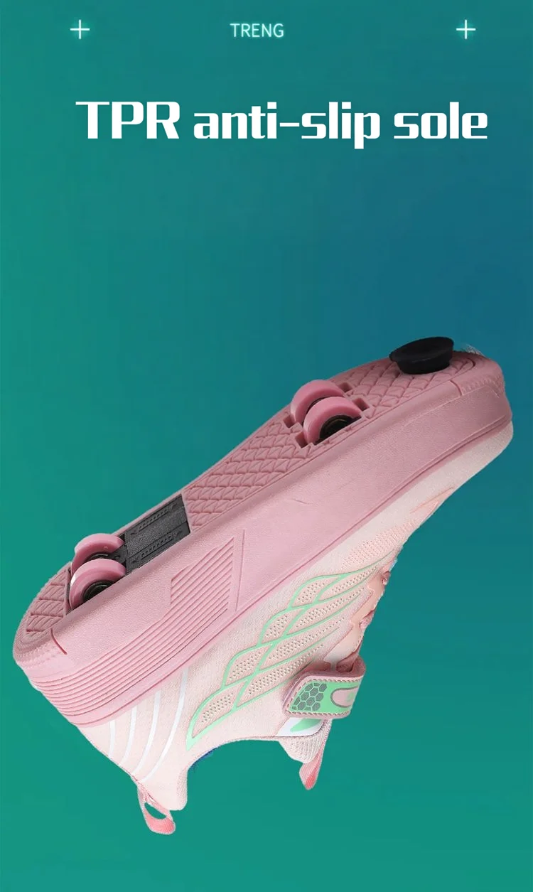 Unisex 4 Wheels Roller Skate Shoes Breathable Mesh Adjustable Strap Non-slip 2-in-1 Walking Skating Sneakers for Outdoor
