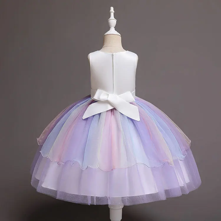 Baby Girls Rainbow Unicorn Flower Wedding Princess Party Tutu Dresses Children Kids Elegant Chirstmas Vestidos Costume Clothing