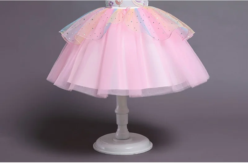 Baby Girls Rainbow Unicorn Flower Wedding Princess Party Tutu Dresses Children Kids Elegant Chirstmas Vestidos Costume Clothing