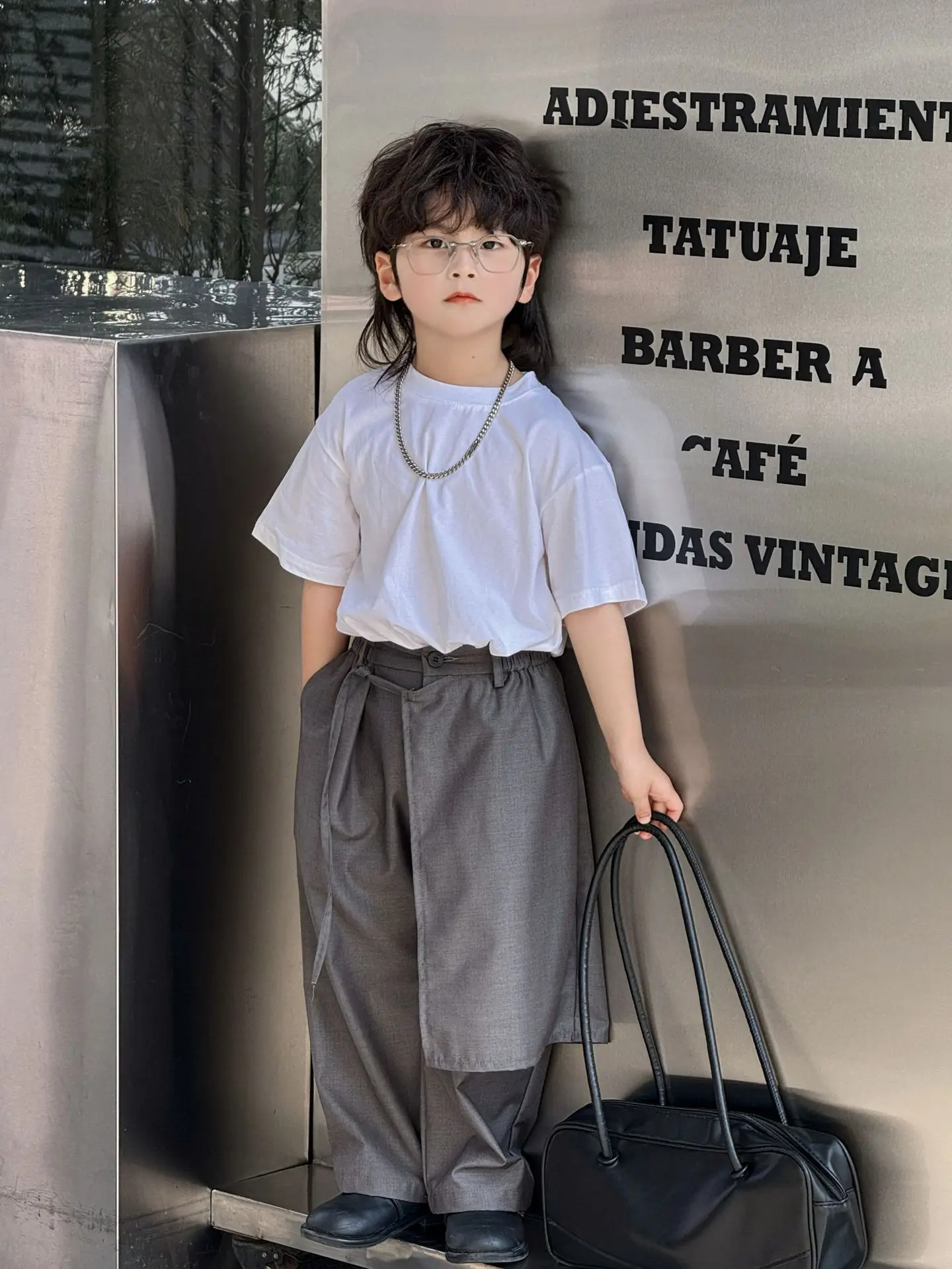 Boys' Suit - 2026 Summer New Collection of Children's Cotton T-shirts with Trendy Scarves and Fashionable Trousers.