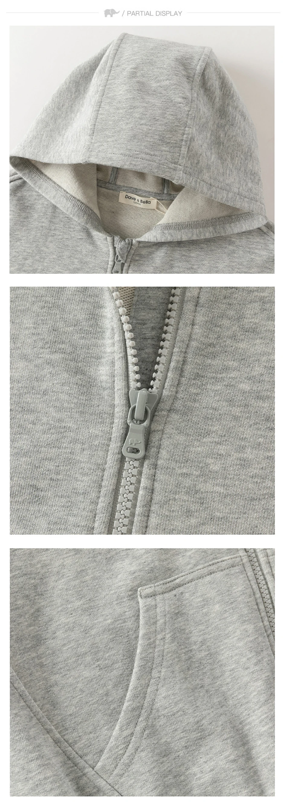 Dave Bella Boys Autumn Knitted Hooded Jacket for Children Outdoor Long Sleeve Spring Coats Kids Outerwear Clothes DK3263262
