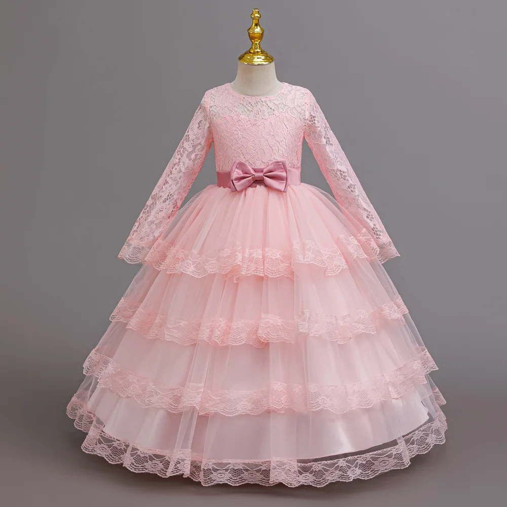 New Flower Girl Dresses For Weddings Fashion Lace Sequin Princess Birthday Party Dress Luxury Elegant First Communion kid 4-14Y