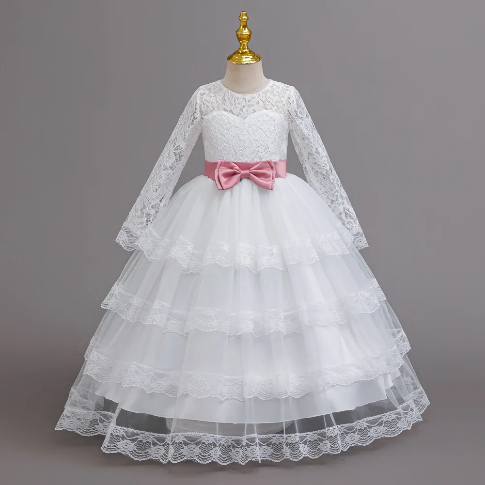 New Flower Girl Dresses For Weddings Fashion Lace Sequin Princess Birthday Party Dress Luxury Elegant First Communion kid 4-14Y