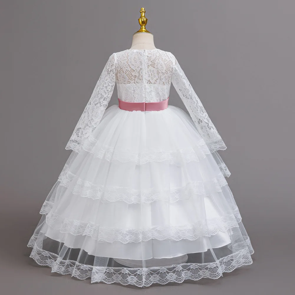 New Flower Girl Dresses For Weddings Fashion Lace Sequin Princess Birthday Party Dress Luxury Elegant First Communion kid 4-14Y