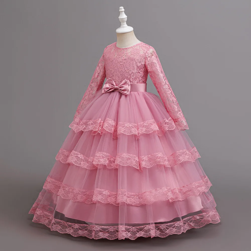 New Flower Girl Dresses For Weddings Fashion Lace Sequin Princess Birthday Party Dress Luxury Elegant First Communion kid 4-14Y
