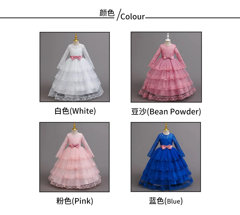 New Flower Girl Dresses For Weddings Fashion Lace Sequin Princess Birthday Party Dress Luxury Elegant First Communion kid 4-14Y