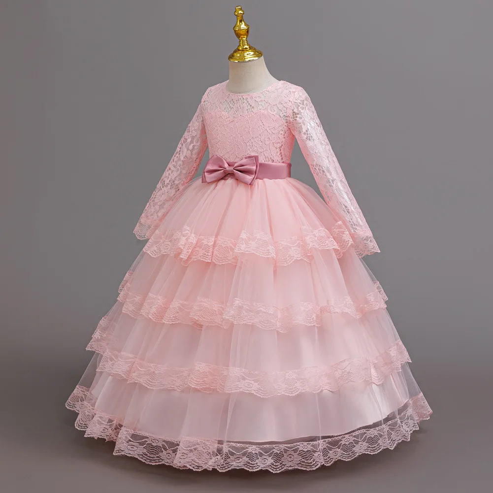 New Flower Girl Dresses For Weddings Fashion Lace Sequin Princess Birthday Party Dress Luxury Elegant First Communion kid 4-14Y