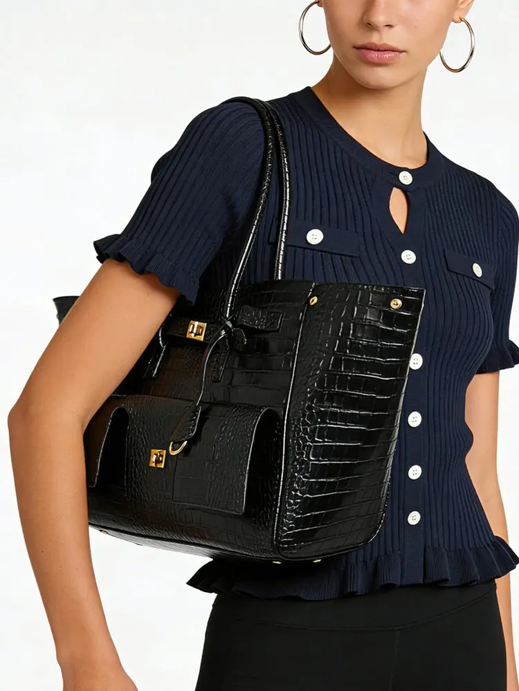 Designer Diaper Bag Ladies Leather Shoulder Bag Elegant Classic Solid Color Vintage Fashionable Trendy For Shopping Party