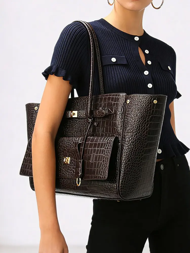 Designer Diaper Bag Ladies Leather Shoulder Bag Elegant Classic Solid Color Vintage Fashionable Trendy For Shopping Party