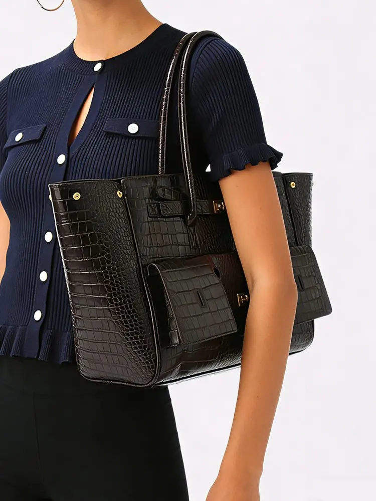 Designer Diaper Bag Ladies Leather Shoulder Bag Elegant Classic Solid Color Vintage Fashionable Trendy For Shopping Party