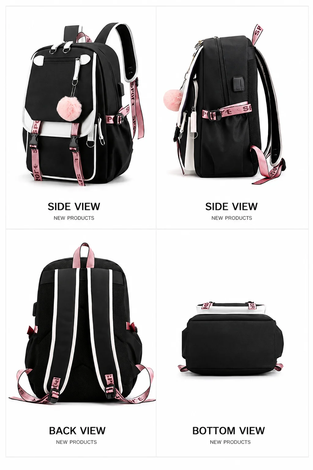 Trendy Girl Group School Bags for Students Girls Large Capacity Travel Book Bag Usb Charging Laptop Backpack Children Backpacks