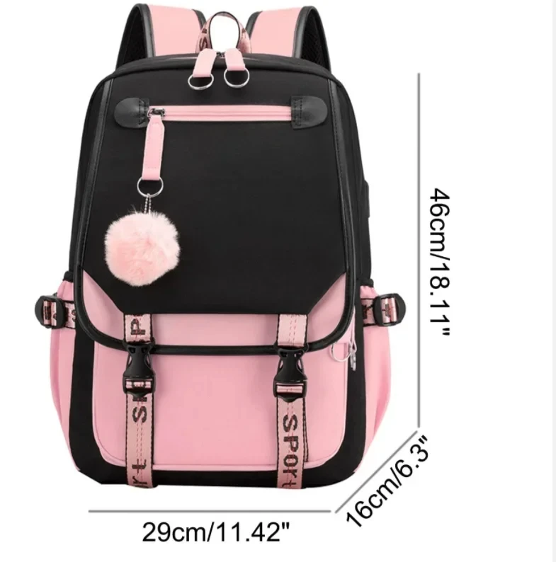 Trendy Girl Group School Bags for Students Girls Large Capacity Travel Book Bag Usb Charging Laptop Backpack Children Backpacks
