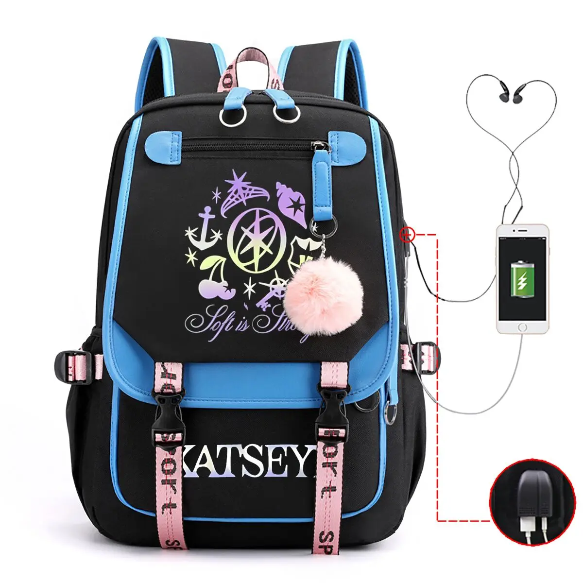 Trendy Girl Group School Bags for Students Girls Large Capacity Travel Book Bag Usb Charging Laptop Backpack Children Backpacks
