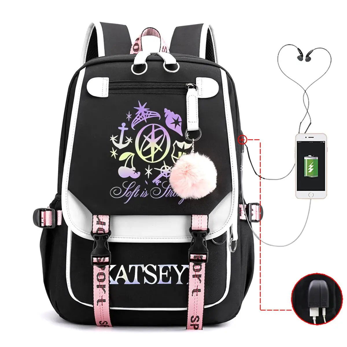 Trendy Girl Group School Bags for Students Girls Large Capacity Travel Book Bag Usb Charging Laptop Backpack Children Backpacks