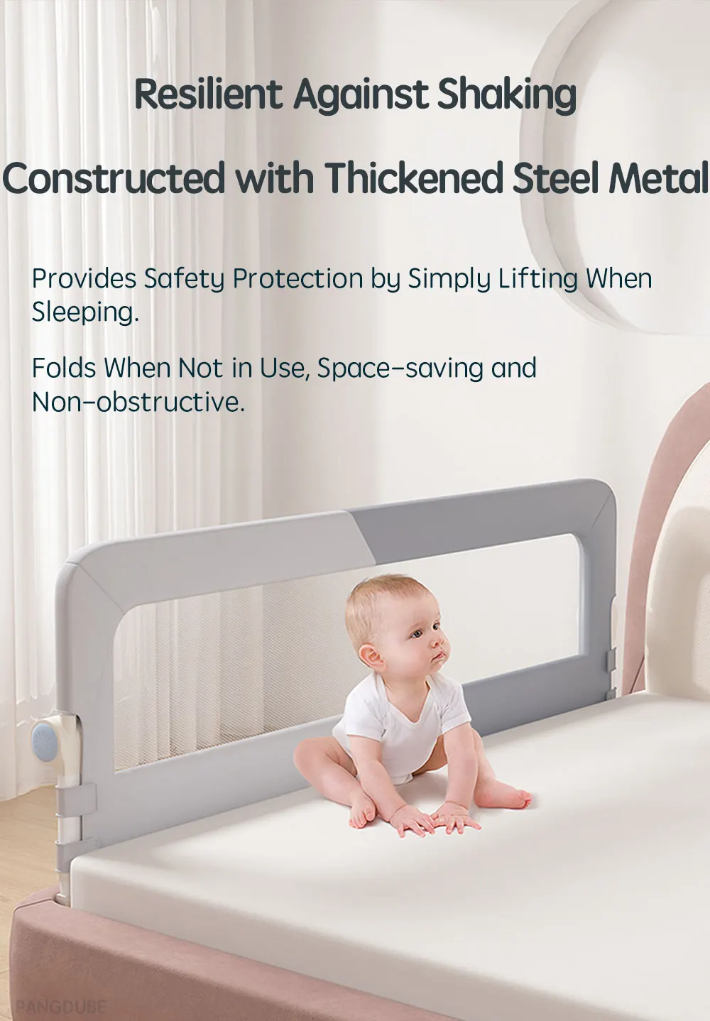 PANGDUBE 1 PCs Baby Crib Safety Bar Screw Installation Toddler Safety Barrier Foldable/Foldable Cover Side Fall Safety Bar For Baby Adjustable Height 1 ~ 30 cm