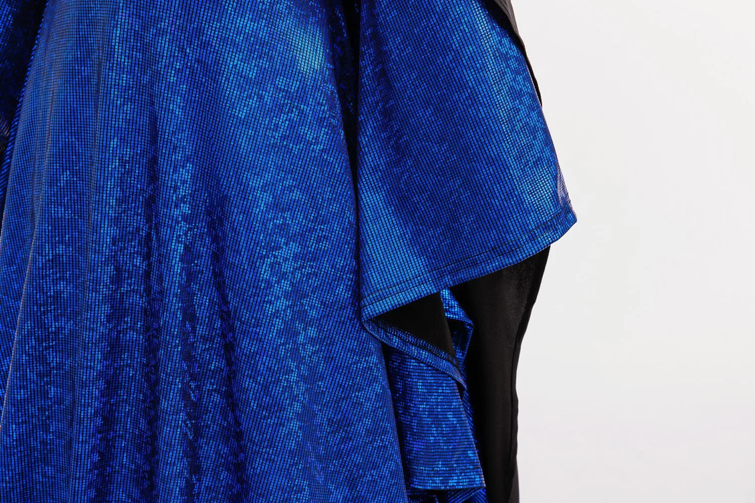 Kids Evil Queen Halloween Costume Girls Shiny Blue Gown Black Cloak Colorful Crown for Stage Performance Themed Party Dress Up