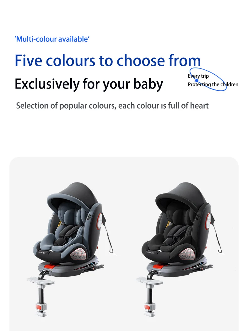 Baby Car Seat with ISOFIX Adjustable Angle 360° Rotation Newborn Supplies Safe Travel with Five-point Safety Harness Suitable for Toddlers to Take on Car Trips Soft Material Comfortable with Alert Reminder Function Baby Car Seat