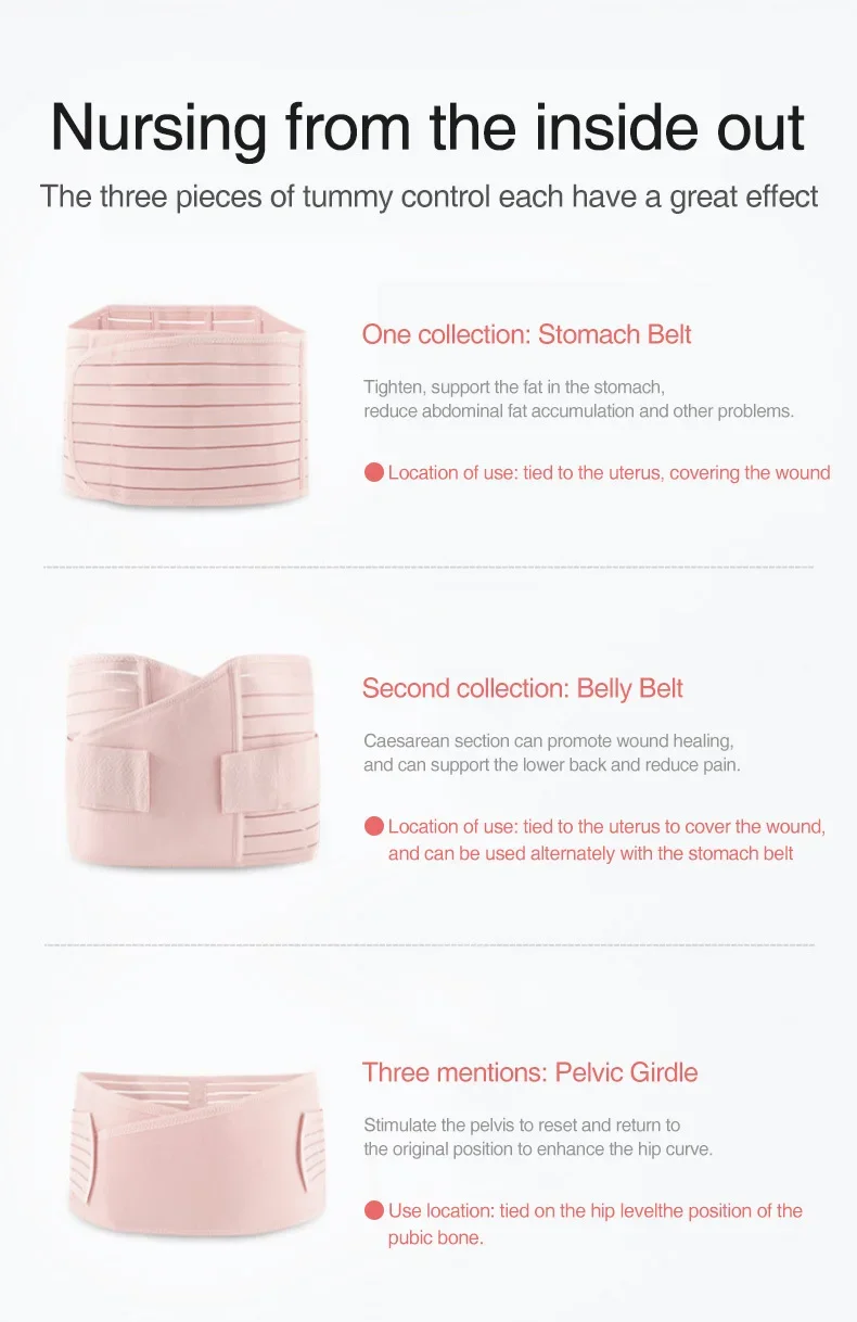3In1 Corset Postpartum Band Women Tummy Belly Peis Belt Wrap Waist Trainer Recovery Bandage Strap Body Shaper