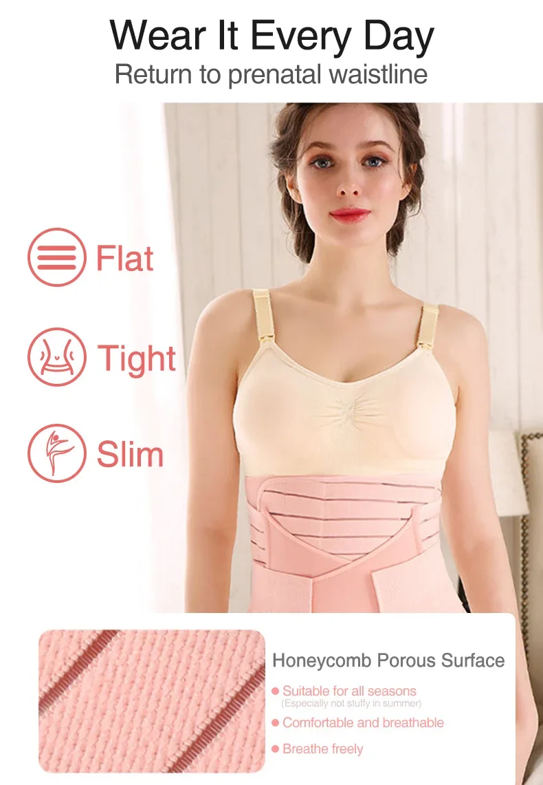 3In1 Corset Postpartum Band Women Tummy Belly Peis Belt Wrap Waist Trainer Recovery Bandage Strap Body Shaper