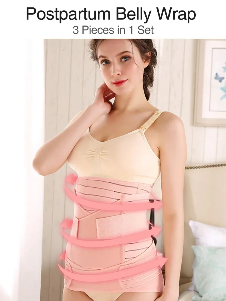 3In1 Corset Postpartum Band Women Tummy Belly Peis Belt Wrap Waist Trainer Recovery Bandage Strap Body Shaper