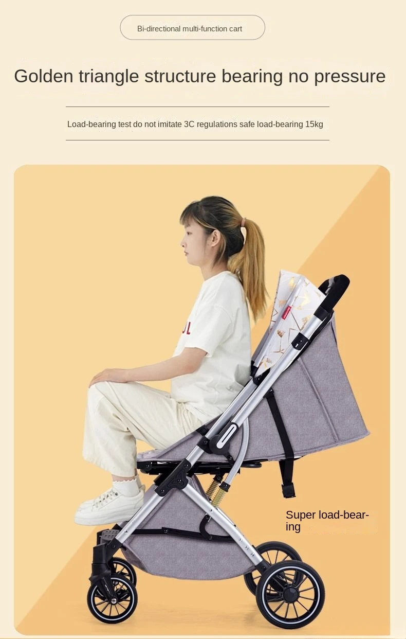 Four-wheel Baby Stroller Two-way Lightweight High-view Baby Stroller Can Sit or Lie Down Portable Travel Baby Stroller