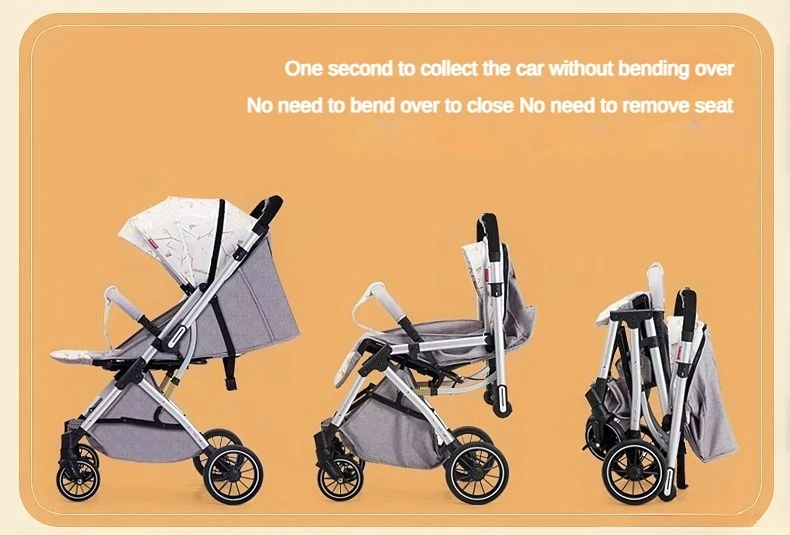 Four-wheel Baby Stroller Two-way Lightweight High-view Baby Stroller Can Sit or Lie Down Portable Travel Baby Stroller