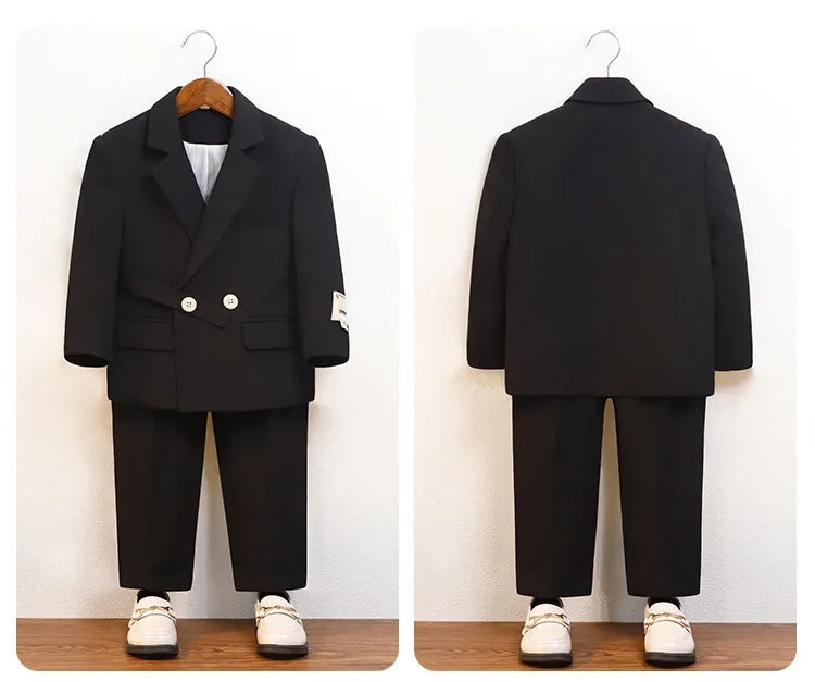 Boys Suit Fashion Design Handsome School Children's Clothes Set Casual Blazers Pants 2pcs Page Boy Wedding Performance Costumes