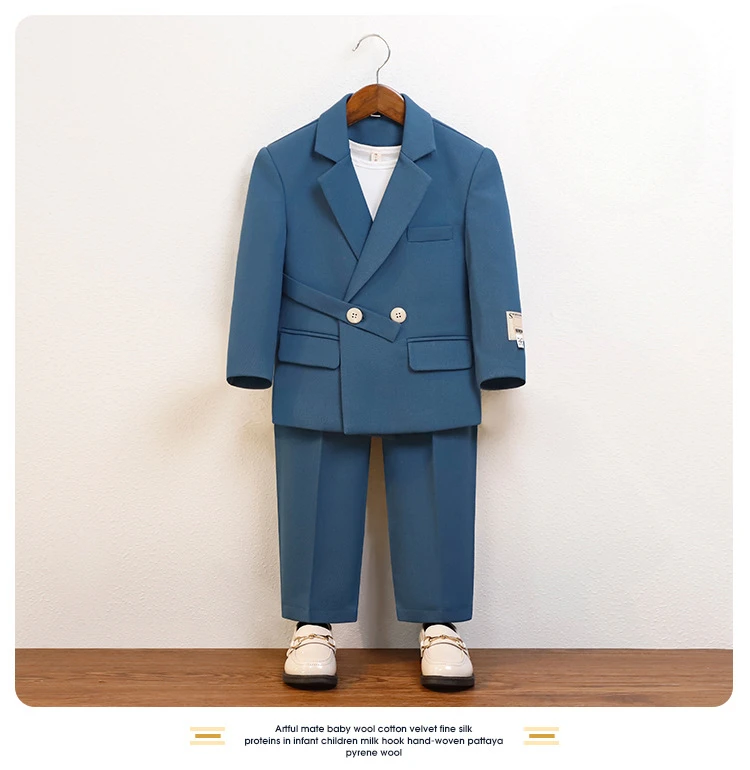 Boys Suit Fashion Design Handsome School Children's Clothes Set Casual Blazers Pants 2pcs Page Boy Wedding Performance Costumes
