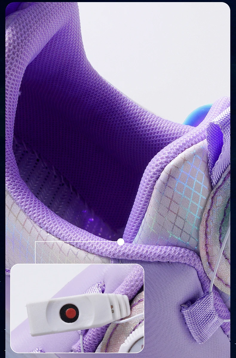 Children Two Girls Wheels Luminous Glowing Sneakers Heels Pink Led Light Roller Skate Shoes Kids Led Shoes USB Charging Fashion