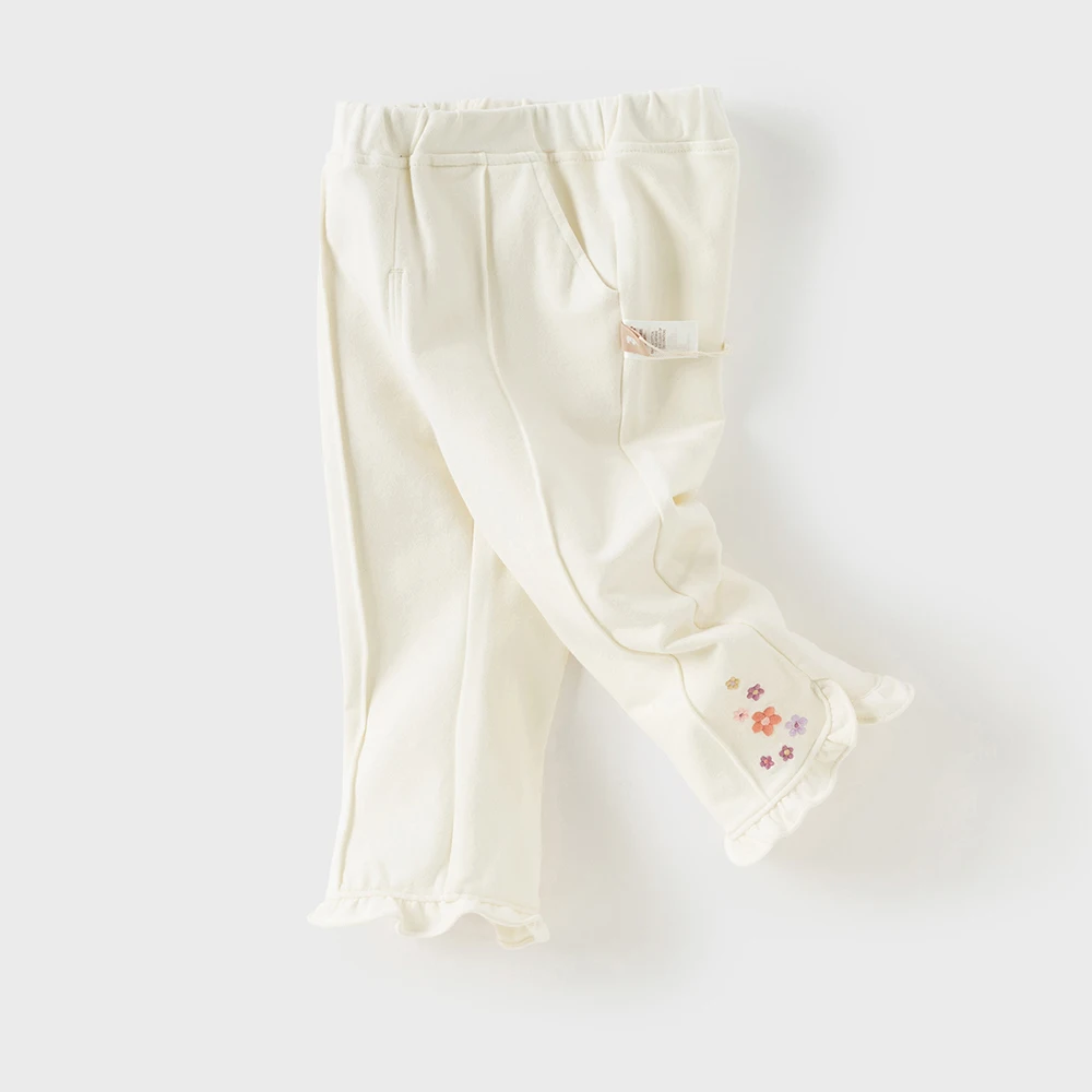 Dave Bella Children's Flare Pants Autumn Winter Casual Sweet Cute Floral Girls Baby Elastic Trousers Outdoor DB3252867