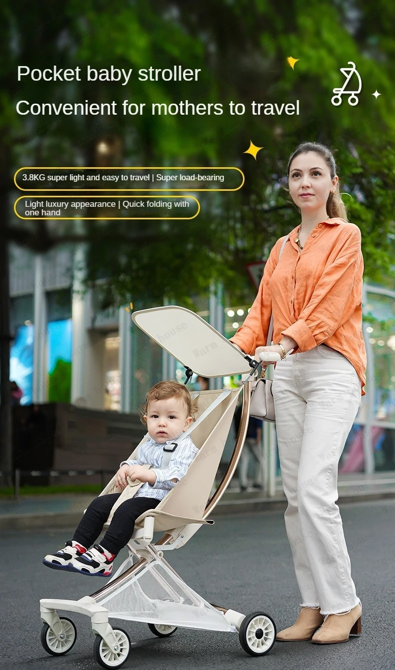 2025 New Lightweight Baby Travel Stroller Portable Foldable Pocket Stroller Multifunctional Children's Stroller Baby Carriage
