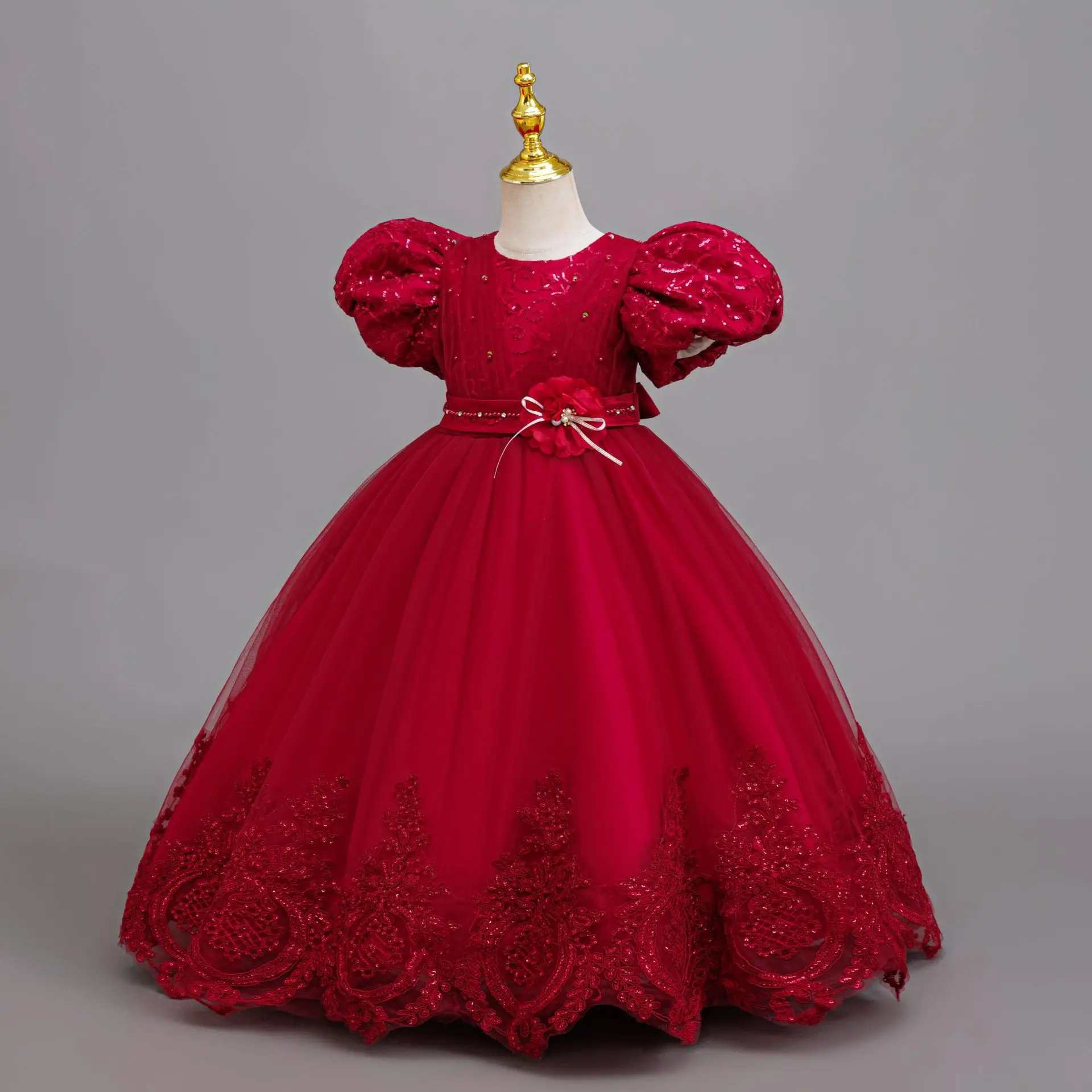 4-12 Years Old Flower Boy Wedding Dress Evening Dress Sequins Long Halloween Girl Dress Christmas Performance Host Speeches