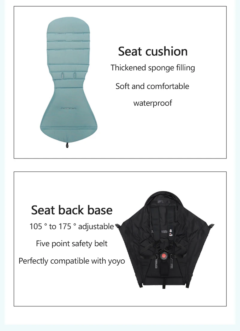 3Pcs /Set 175° Strollers Accessories Sunshade Covers Seat Cushion With Breathable Mesh Canopy Seat Liner Fit YOYO+/YOYO2/YOYA