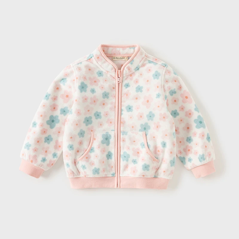 Dave Bella Spring Autumn Jackets Coats Girls Outwear Long Sleeve Zipper Toddler Clothing Baby Print Costume DB396-Y