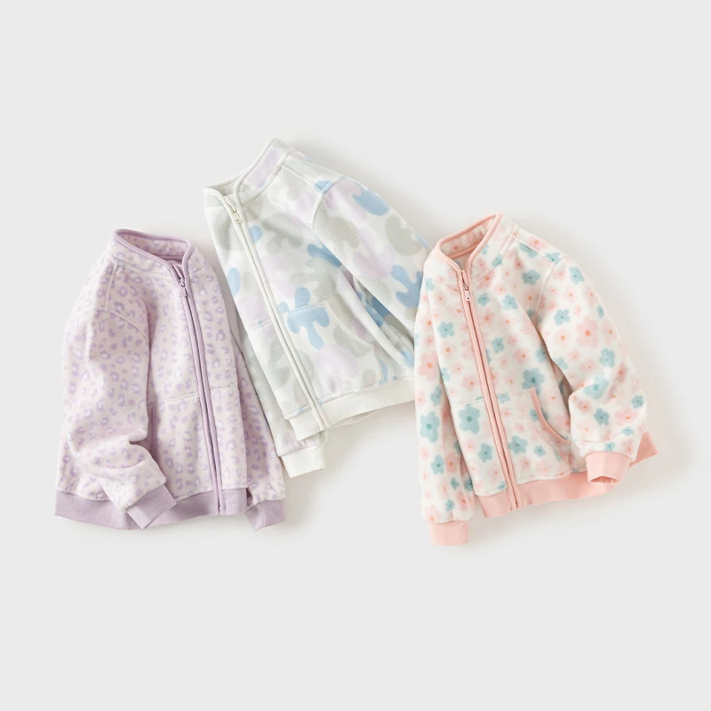 Dave Bella Spring Autumn Jackets Coats Girls Outwear Long Sleeve Zipper Toddler Clothing Baby Print Costume DB396-Y
