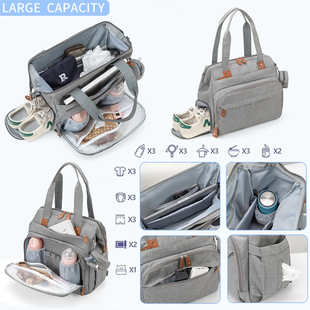 PANGDUBE Large Size Mom Dad Backpack Baby Diaper Bags with Pacifier Bag Nappy Bag for Baby Things Maternity Backpack for Mommy