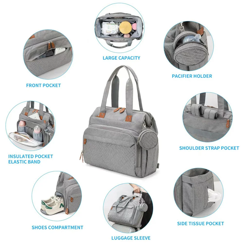 PANGDUBE Large Size Mom Dad Backpack Baby Diaper Bags with Pacifier Bag Nappy Bag for Baby Things Maternity Backpack for Mommy