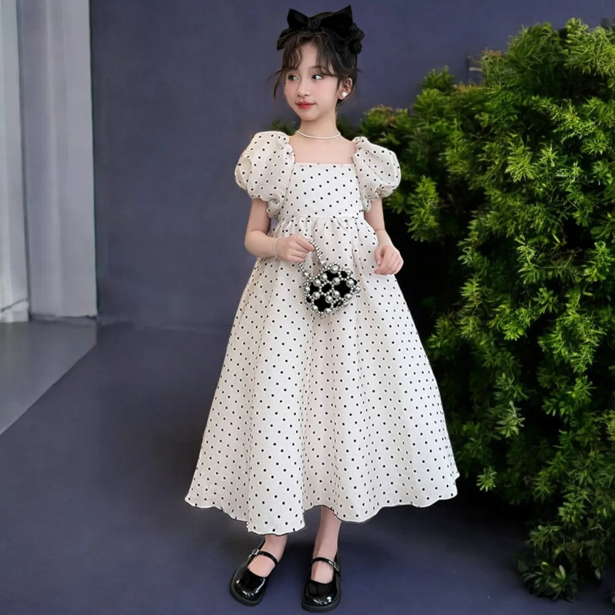 Girls Maxi Dresses Kids Outfits Baby Polka Dot Dresses Summer Teens Short Sleeve Wedding Princess Costumes 5 6 7 8 9 12 13 Years