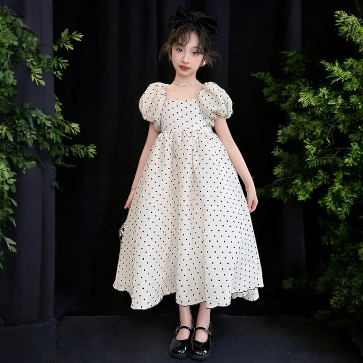 Girls Maxi Dresses Kids Outfits Baby Polka Dot Dresses Summer Teens Short Sleeve Wedding Princess Costumes 5 6 7 8 9 12 13 Years