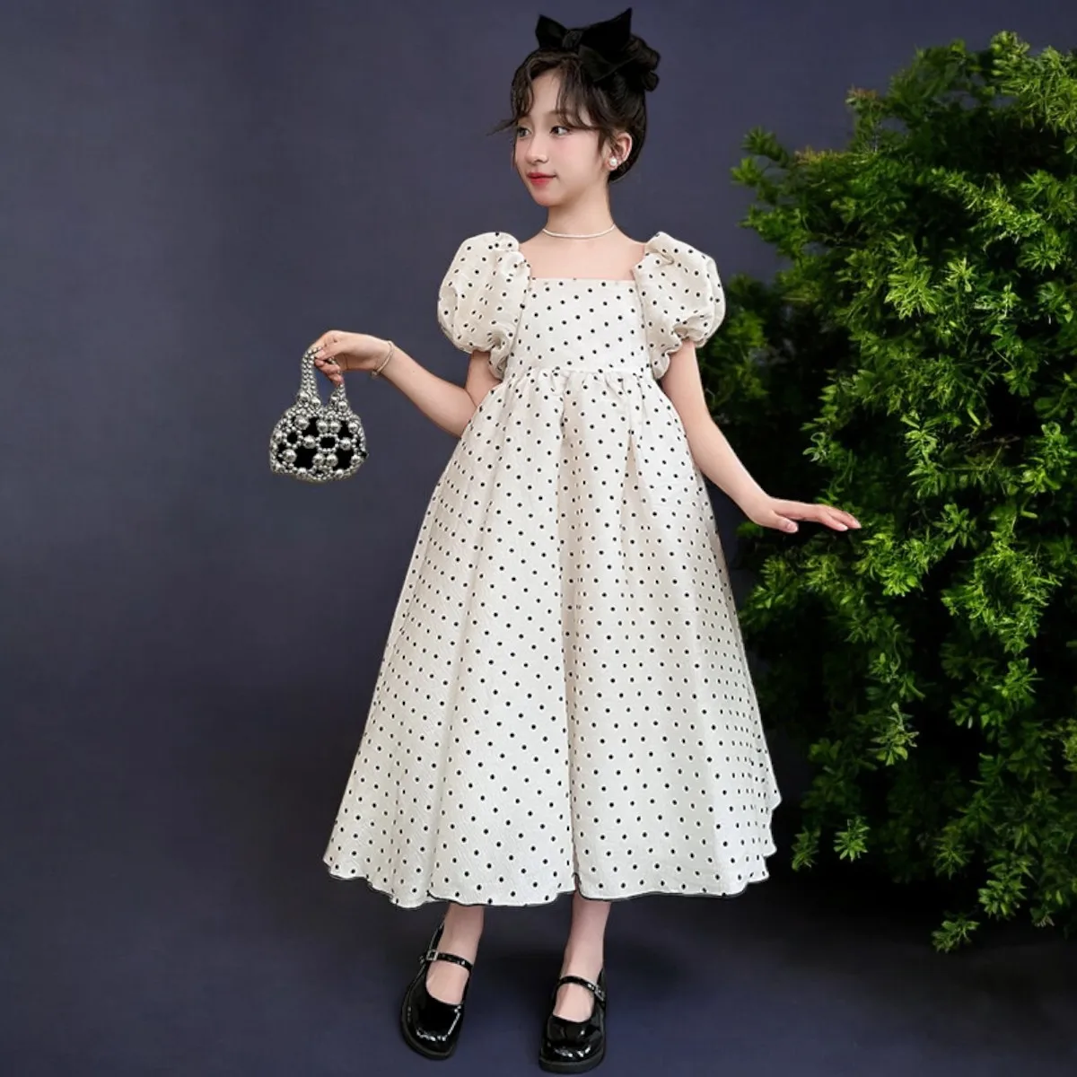 Girls Maxi Dresses Kids Outfits Baby Polka Dot Dresses Summer Teens Short Sleeve Wedding Princess Costumes 5 6 7 8 9 12 13 Years