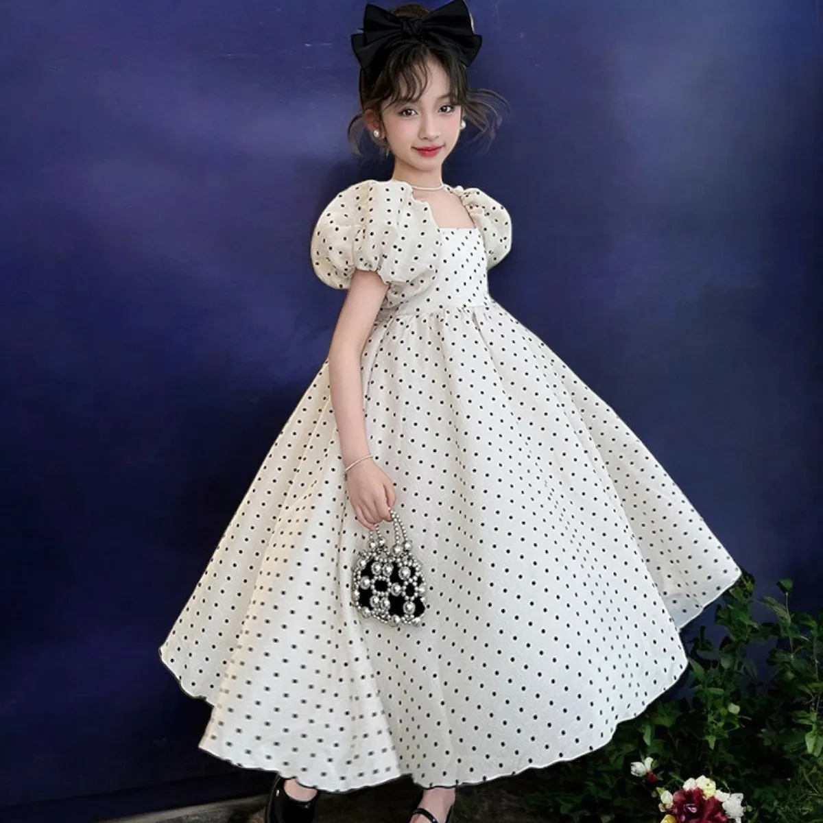 Girls Maxi Dresses Kids Outfits Baby Polka Dot Dresses Summer Teens Short Sleeve Wedding Princess Costumes 5 6 7 8 9 12 13 Years