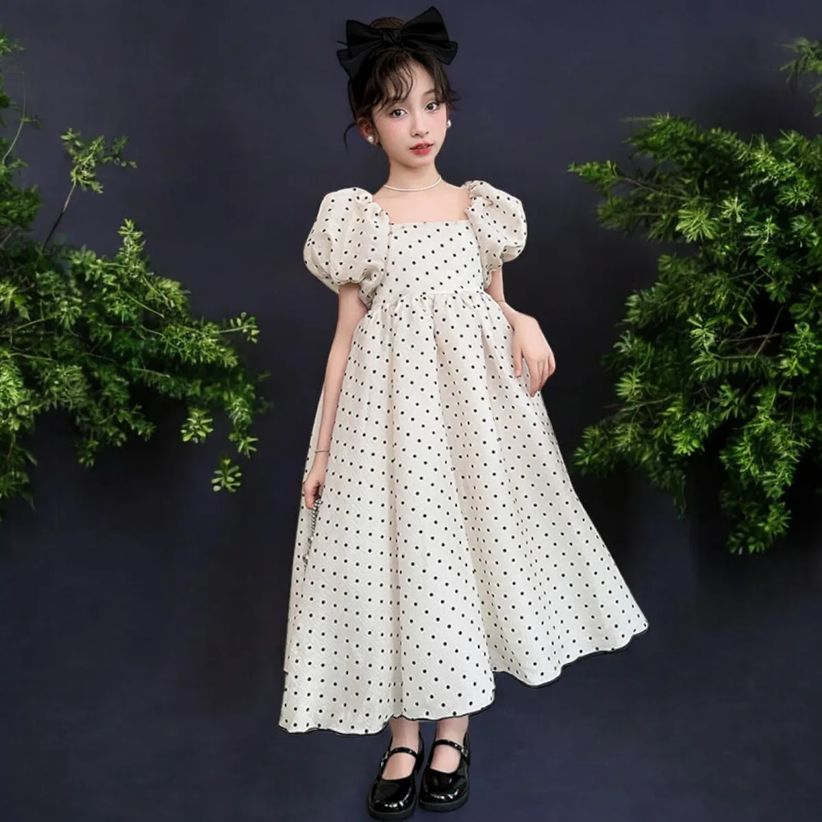 Girls Maxi Dresses Kids Outfits Baby Polka Dot Dresses Summer Teens Short Sleeve Wedding Princess Costumes 5 6 7 8 9 12 13 Years