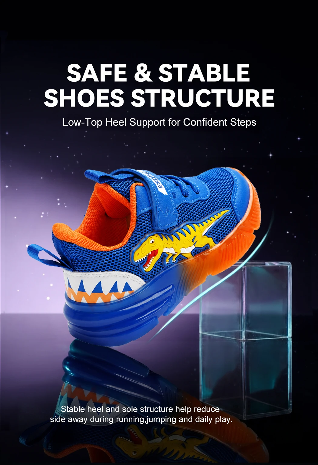 EXDINO Dinosaur Light Up Toddler Little Kids Shoes Mesh Breathable LED Flashing for Boys Non-slip Soft Lining Sports Sneakers